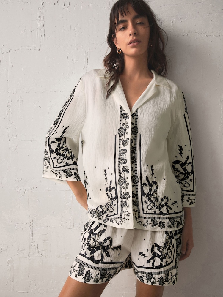 Rockett St George Ecru White Border Print Shirt - Image 1 of 6