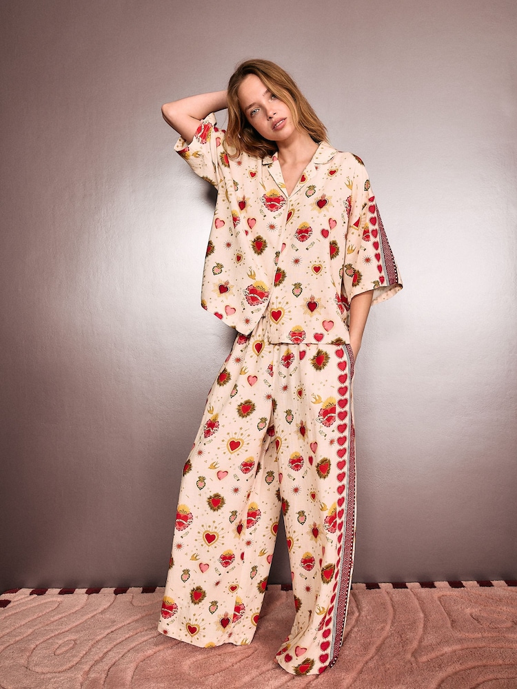 Rockett St George Heart Print Button Through Pyjamas - Image 2 of 6 Rockett St George Heart Print Button Through Pyjamas - Image 2 of 6