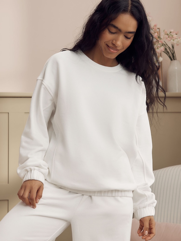 Laura Ashley White Cotton Lounge Sweater - Image 1 of 9