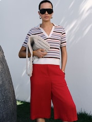 مقلم ألوان متعددة - قميص بولو بكم قصير بتصميم محبوك - صورة 2 من 7