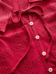 Red Sailor Collar Sleeveless Broderie Top - Image 2 of 3