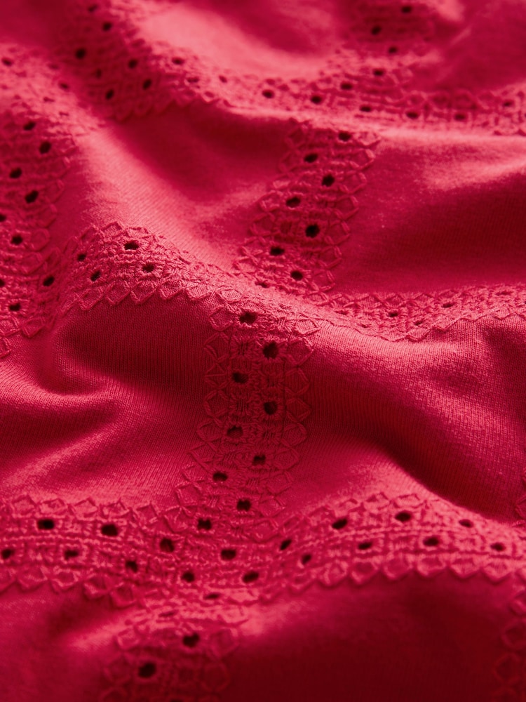 Red Sailor Collar Sleeveless Broderie Top - Image 3 of 3