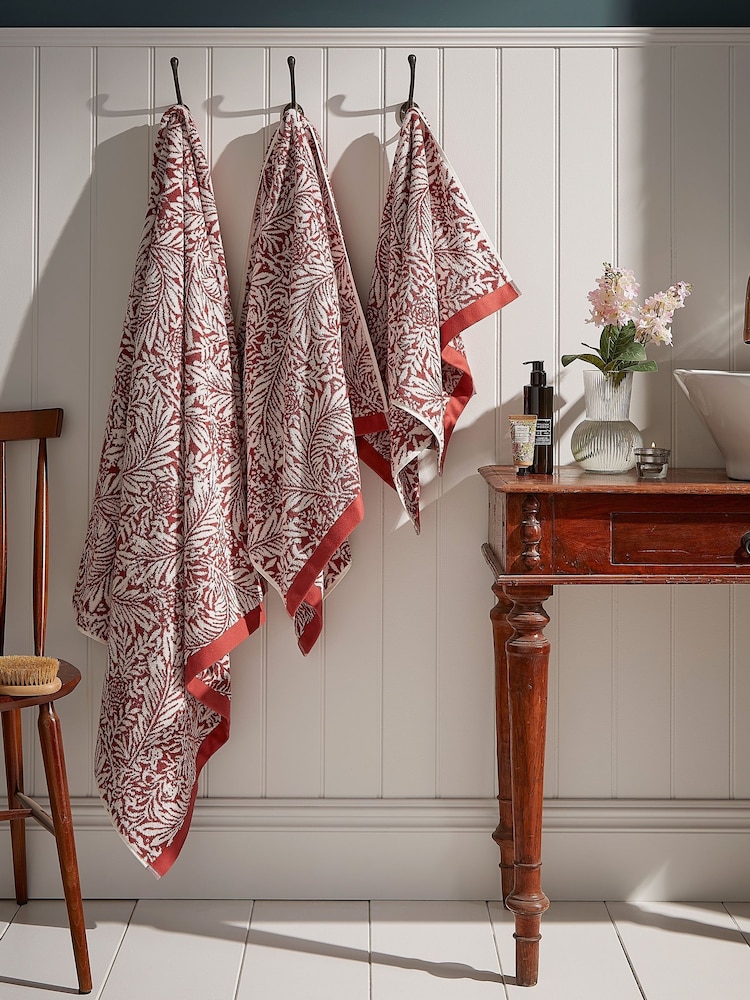 William Morris At Home Brick Orange Larkspur Towel - Image 1 of 6 William Morris At Home Brick Orange Larkspur Towel - Image 1 of 6