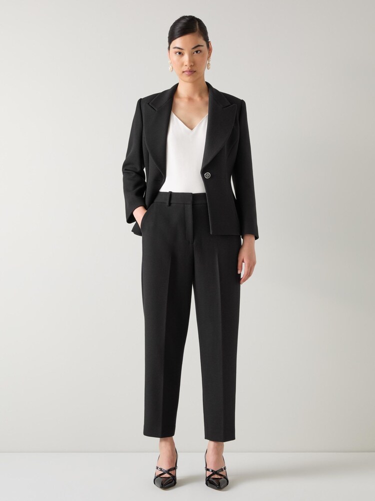 LK Bennett Black Pique Rosa Slim Trousers - Image 1 of 3
