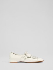 LK Bennett Natural Patent Fringed Loafers - Image 2 of 4
