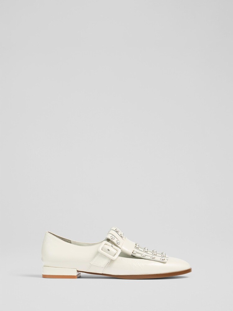 LK Bennett Natural Patent Fringed Loafers - Image 2 of 4