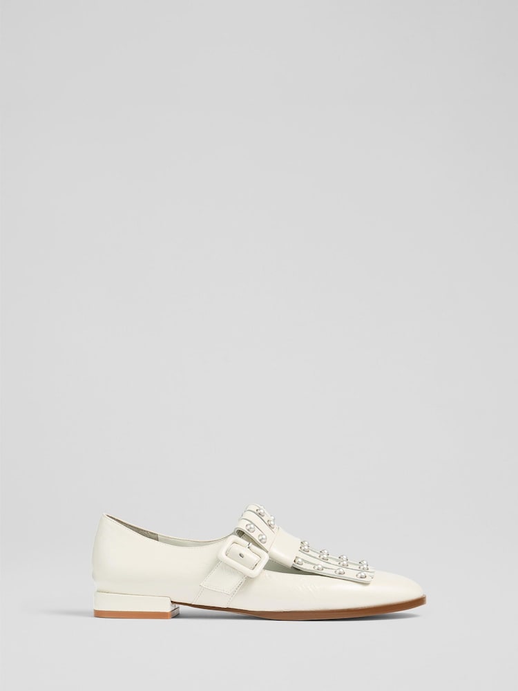 LK Bennett Natural Patent Fringed Loafers - Image 2 of 4 LK Bennett Natural Patent Fringed Loafers - Image 2 of 4