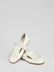 LK Bennett Natural Patent Fringed Loafers - Image 4 of 4