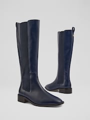 LK Bennett Blue Zara Leather Knee Boots - Image 3 of 4