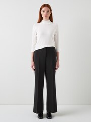 LK Bennett Black Claire Plain Straight Trousers - Image 1 of 3