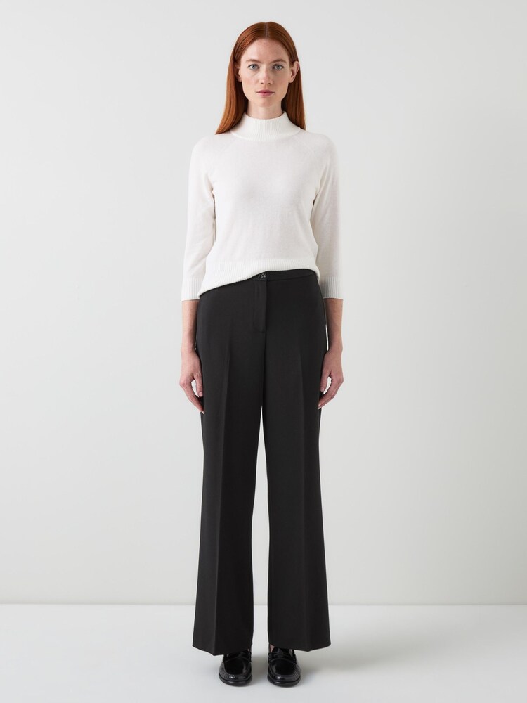 LK Bennett Black Claire Plain Straight Trousers - Image 1 of 3