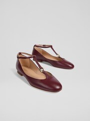 LK Bennett Red Minna Leather Maryjane Flats - Image 2 of 4