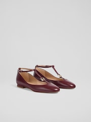 LK Bennett Red Minna Leather Maryjane Flats - Image 3 of 4
