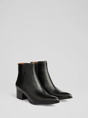 LK Bennett Black Cicilia Leather Ankle Boots - Image 2 of 4