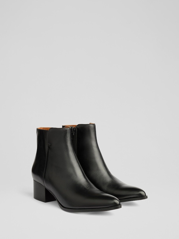 LK Bennett Black Cicilia Leather Ankle Boots - Image 2 of 4