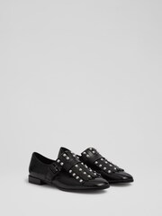 LK Bennett Black Patent Fringed Loafers - Image 2 of 4