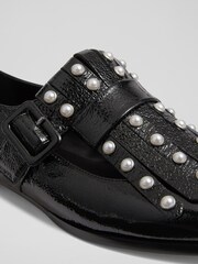 LK Bennett Black Patent Fringed Loafers - Image 4 of 4