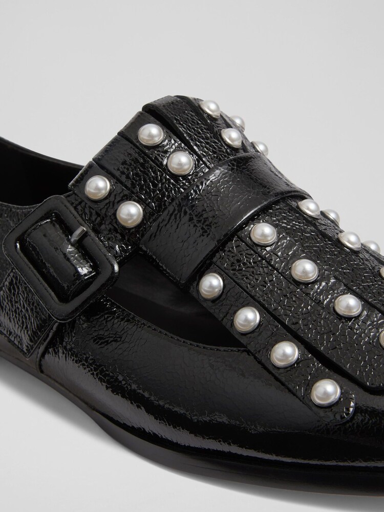LK Bennett Black Patent Fringed Loafers - Image 4 of 4 LK Bennett Black Patent Fringed Loafers - Image 4 of 4