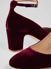 LK Bennett Red Lorena Leather Velvet Court Shoes - Image 4 of 4