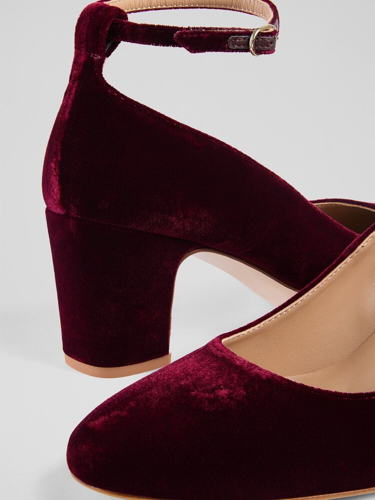 LK Bennett Red Lorena Leather Velvet Court Shoes - Image 4 of 4 LK Bennett Red Lorena Leather Velvet Court Shoes - Image 4 of 4