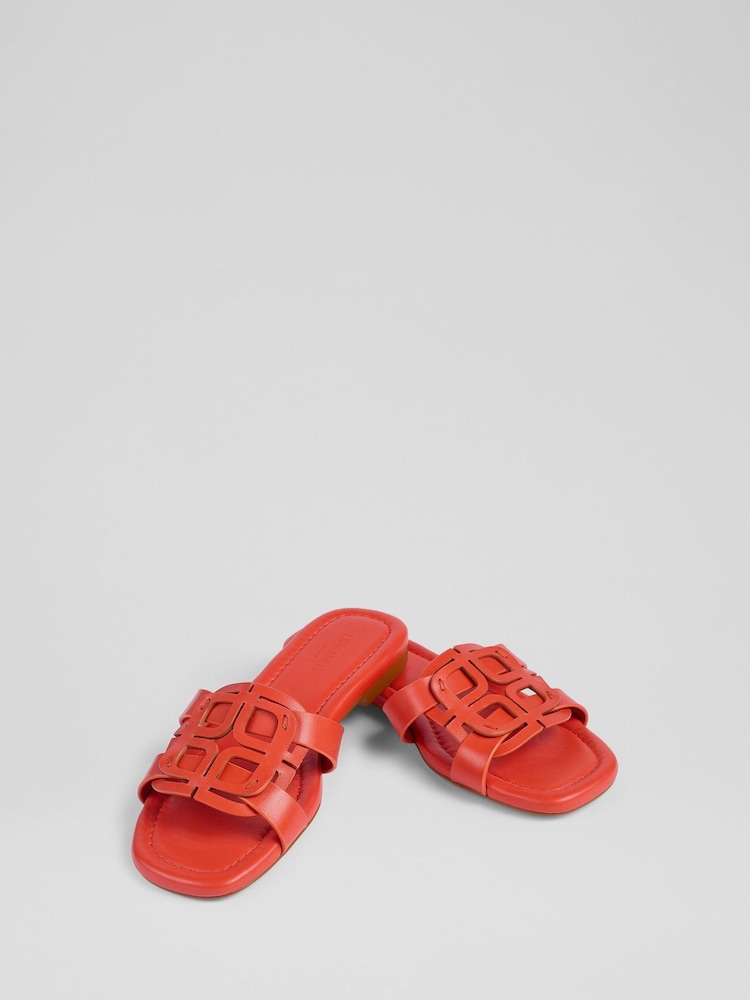 LK Bennett Orange Casper Leather Ballet Sandal - Image 2 of 3 LK Bennett Orange Casper Leather Ballet Sandal - Image 2 of 3