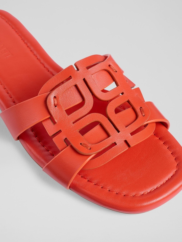 LK Bennett Orange Casper Leather Ballet Sandal - Image 3 of 3 LK Bennett Orange Casper Leather Ballet Sandal - Image 3 of 3