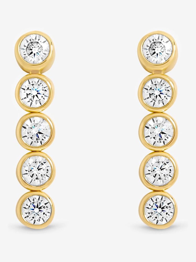 Jon Richard Gold 14K Plated and Crystal Cubic Zirconia Tennis Earrings Gift Box - Image 1 of 4