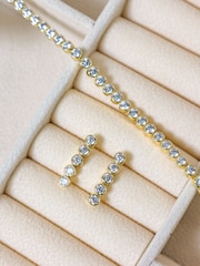 Jon Richard Gold 14K Plated and Crystal Cubic Zirconia Tennis Earrings Gift Box - Image 2 of 4