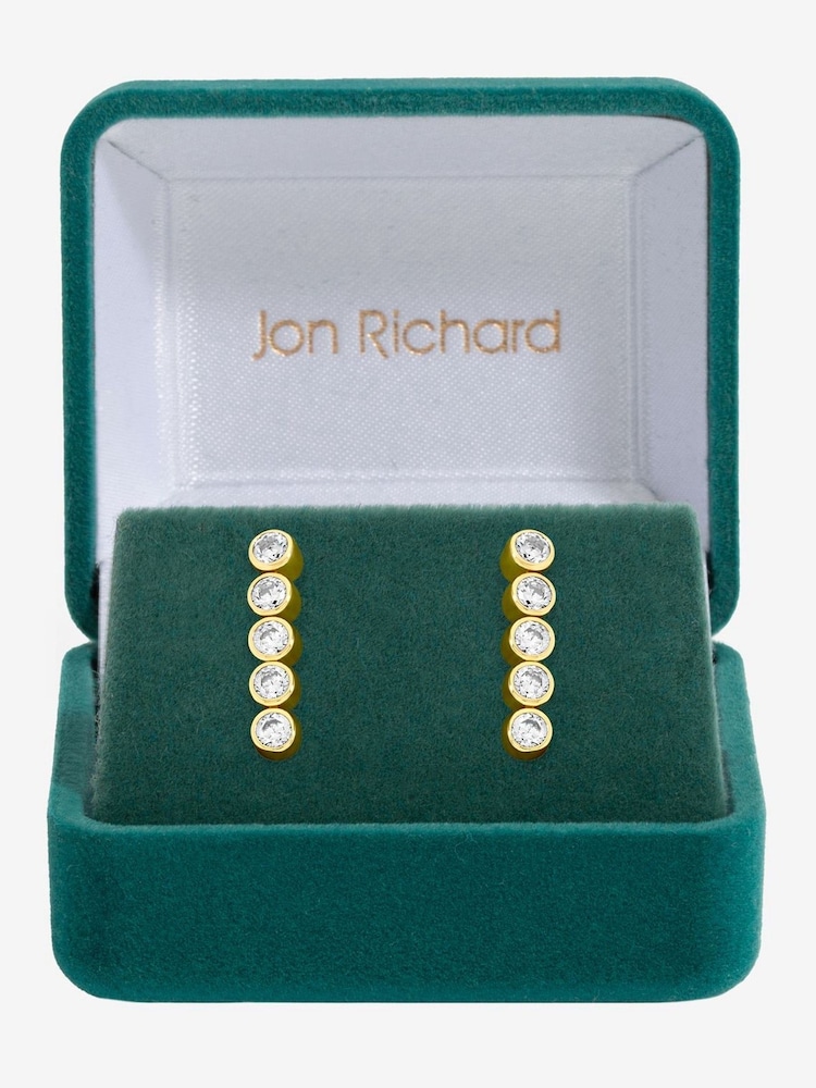 Jon Richard Gold 14K Plated and Crystal Cubic Zirconia Tennis Earrings Gift Box - Image 4 of 4