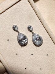 Jon Richard Silver Rhodium Plated Cubic Zirconia Double Pear Drop Earrings - Image 2 of 2