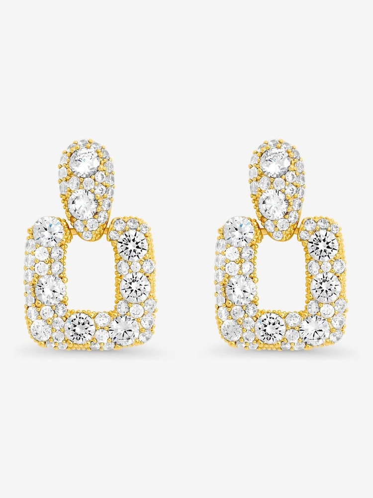 Jon Richard Gold Plated and Pave Door Knocker Drop Earrings - Image 1 of 2