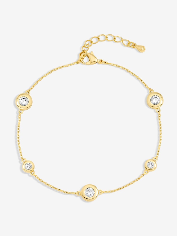 Jon Richard Gold 14K Plated and Cubic Zirconia Besel Station Bracelet - Image 1 of 2 Jon Richard Gold 14K Plated and Cubic Zirconia Besel Station Bracelet - Image 1 of 2