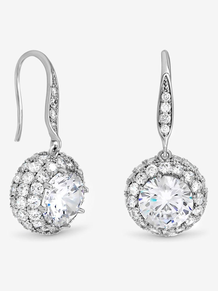 Jon Richard Silver Rhodium Plated Fishhook Halo Drop Earrings - Image 1 of 1 Jon Richard Silver Rhodium Plated Fishhook Halo Drop Earrings - Image 1 of 1