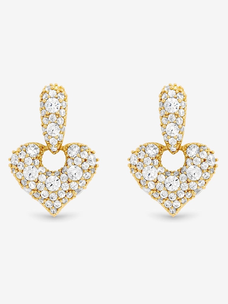 Jon Richard Gold Plated and Pave Heart Door Knocker Earrings - Image 1 of 2