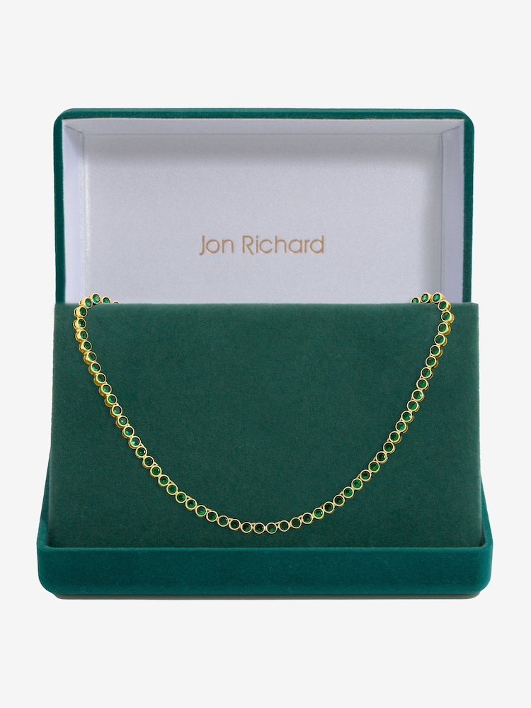 Jon Richard Gold 14K Plated and Emerald Cubic Zirconia Tennis Necklace - Gift Box - Image 1 of 3 Jon Richard Gold 14K Plated and Emerald Cubic Zirconia Tennis Necklace - Gift Box - Image 1 of 3