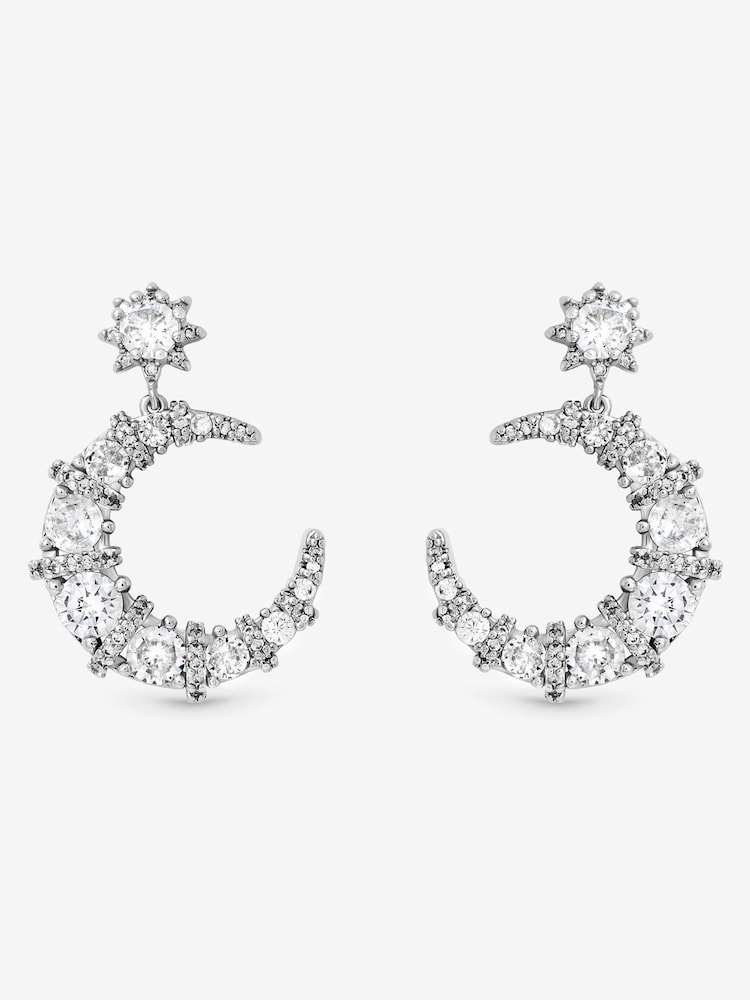 Jon Richard Silver Rhodium Plated and Cubic Zirconia Celestial Drop Earrings - Image 1 of 3 Jon Richard Silver Rhodium Plated and Cubic Zirconia Celestial Drop Earrings - Image 1 of 3