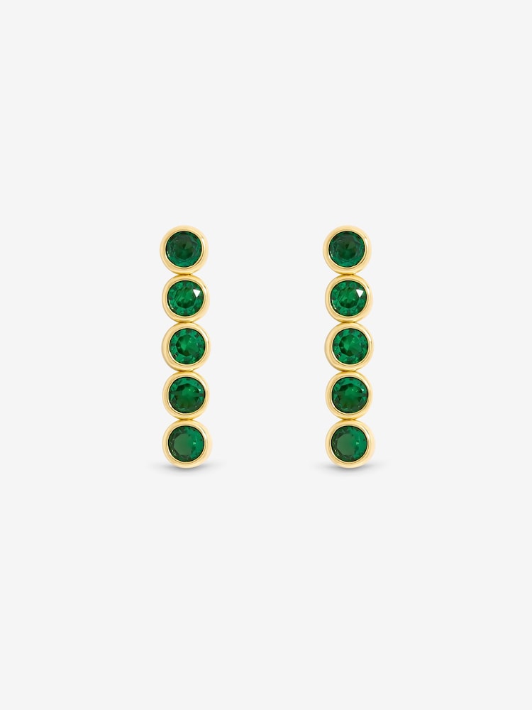 Jon Richard Gold 14K Plated and Emerald Cubic Zirconia Tennis Earrings Gift Box - Image 1 of 5 Jon Richard Gold 14K Plated and Emerald Cubic Zirconia Tennis Earrings Gift Box - Image 1 of 5