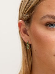 Jon Richard Gold 14K Plated and Emerald Cubic Zirconia Tennis Earrings Gift Box - Image 4 of 5
