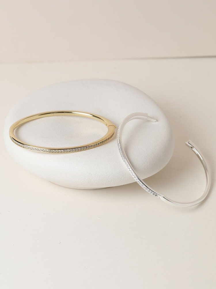 Jon Richard 14K Gold Pave Bangle - Image 2 of 4