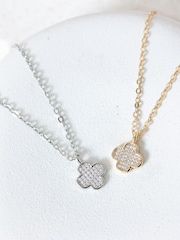 Jon Richard Silver Rhodium Plated Micro Pave Clover Pendant - Image 3 of 4