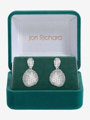 Jon Richard Silver Rhodium Plated and Cubic Zirconia Drop Dome Earrings Gift Box - Image 1 of 3