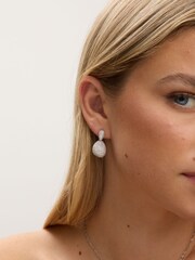 Jon Richard Silver Rhodium Plated and Cubic Zirconia Drop Dome Earrings Gift Box - Image 2 of 3