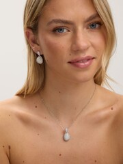 Jon Richard Silver Rhodium Plated and Cubic Zirconia Drop Dome Earrings Gift Box - Image 3 of 3