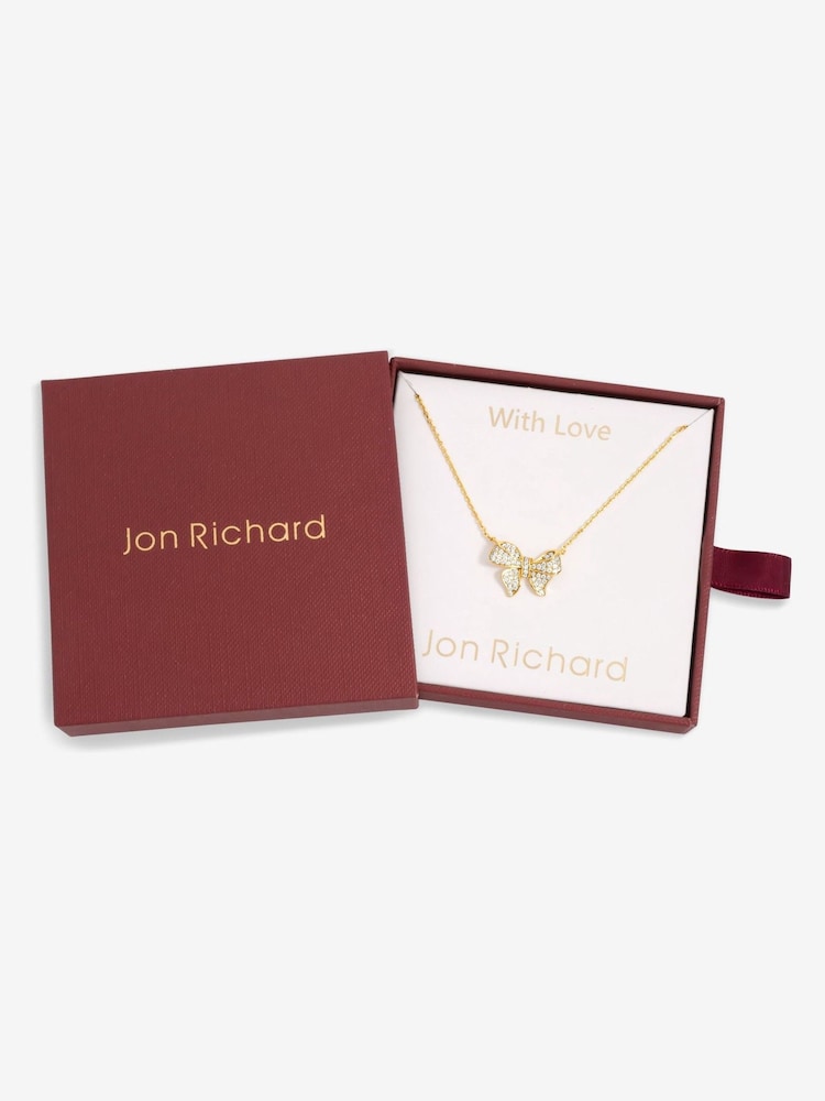Jon Richard Gold 18K Plate Bow Pendant -  Gift Box - Image 1 of 2