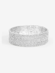 Jon Richard Silver Plated Crystal Stone Multirow Cuff Bracelet - Image 1 of 1