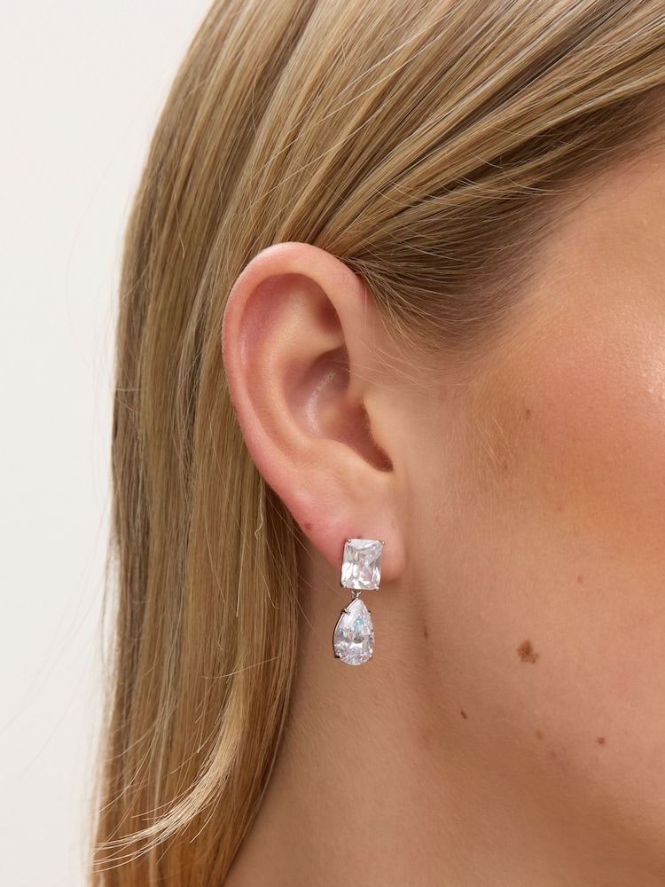 Jon Richard Silver Rhodium Plated Mixed Stone Drop Earrings - Image 2 of 2