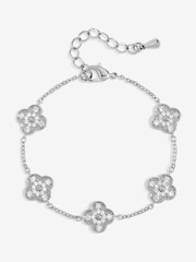 Jon Richard Silver Rhodium Plated and Pave Clover Bracelet - Image 1 of 3