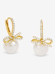 Jon Richard Gold Plated Crystal Bow and Pearl Hoops - Image 1 of 2