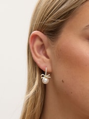 Jon Richard Gold Plated Crystal Bow and Pearl Hoops - Image 2 of 2