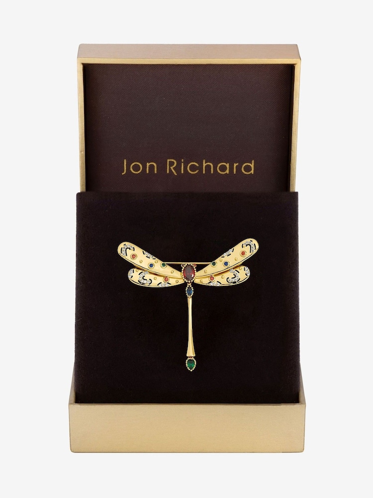 Jon Richard Gold Plated Crystal and Multi Coloured Dragonfly Brooch - Image 3 of 3 Jon Richard Gold Plated Crystal and Multi Coloured Dragonfly Brooch - Image 3 of 3